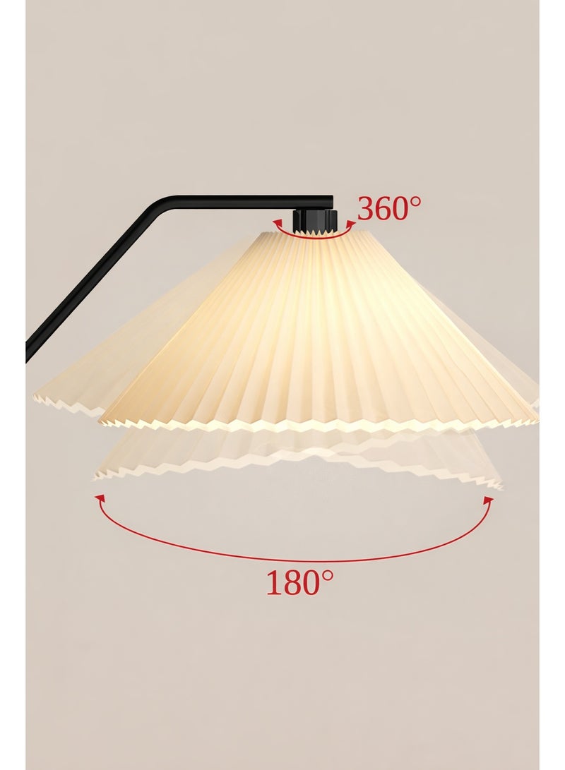 Fullight Minimalist Arc LED Floor Lamp – Tricolor Dimmable, Black, Modern Design,  Fabric Shade, for Bedroom, Living Room, Office - Image 5