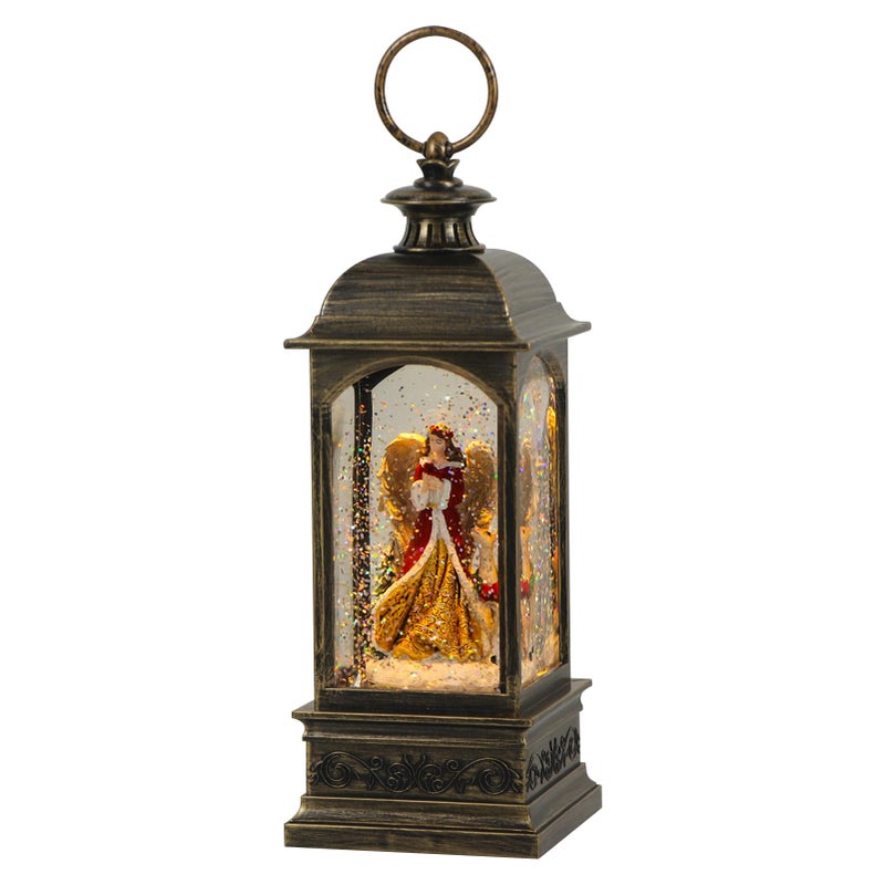 Eldnacele Angel Music Snow Globe Lantern With 6 Hour Timer  Battery Operated & Usb Powered Singing Lighted Lamp Swirling Water Glittering Christmas Decoration Holiday Decor Lantern - Image 1