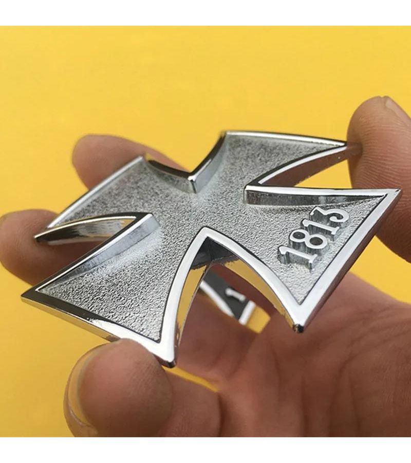 Black German 1813 Medal Heavy Duty Metal Emblem Sticker Motorcycle Car Retro Design - Image 4