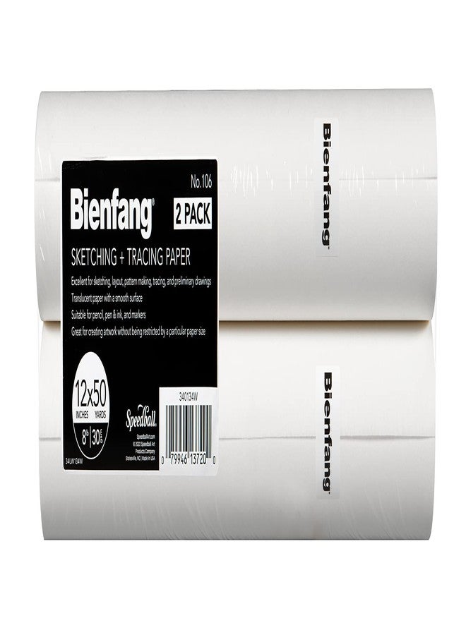 Bienfang Sketching & Tracing Paper Roll, White, 12 Inches x 50 Yards (2-Pack) - for Drawing, Trace, Sketch, Sewing Pattern - Image 1