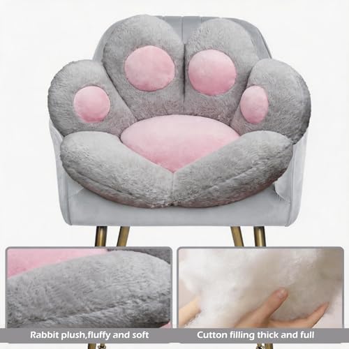 DOBUONO Cat Paw Cushion Office Chair Cushion Comfy Plush Gaming Chair Cushion Cute Seat Cushions for Girl, Cute Gaming Acessories Room Decorate 28"x 24" (Gray) - Image 4