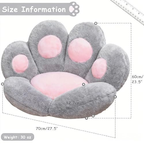 DOBUONO Cat Paw Cushion Office Chair Cushion Comfy Plush Gaming Chair Cushion Cute Seat Cushions for Girl, Cute Gaming Acessories Room Decorate 28"x 24" (Gray) - Image 3