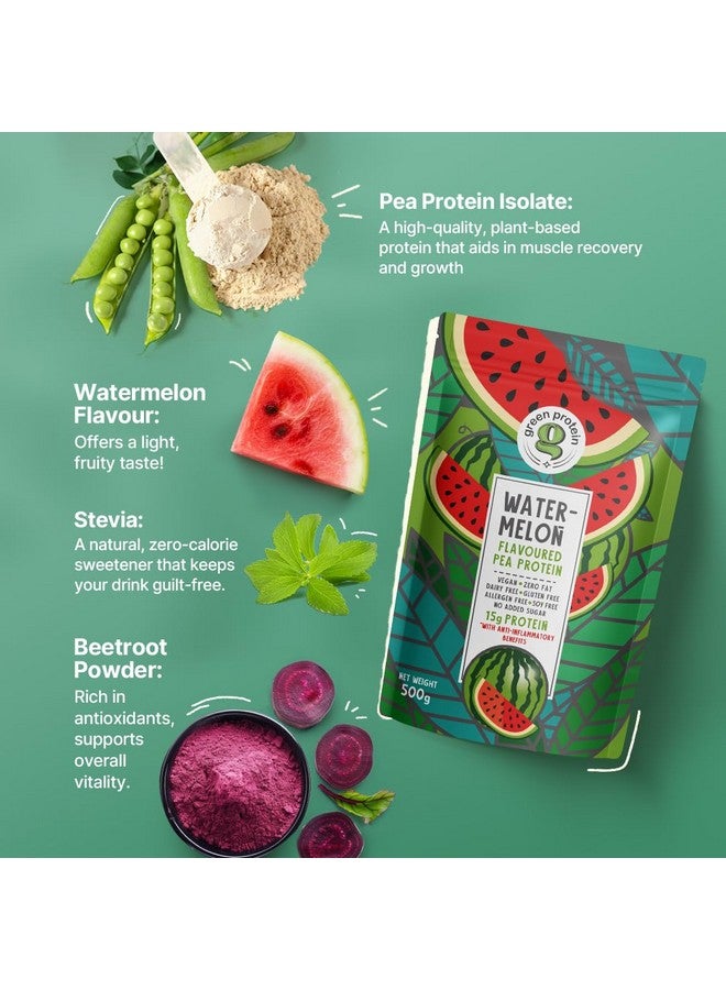 GREEN PROTEIN بروتين أخضر - مسحوق بروتين البازلاء المعزول، بروتين نباتي نباتي، بدون سكر مضاف، 100% نباتي، خالي من الصويا، خالي من الألبان، خالي من الغلوتين، خالي من مسببات الحساسية، بنكهة البطيخ، 15 جرام بروتين لكل حصة، كيس (500 جرام) - Image 3