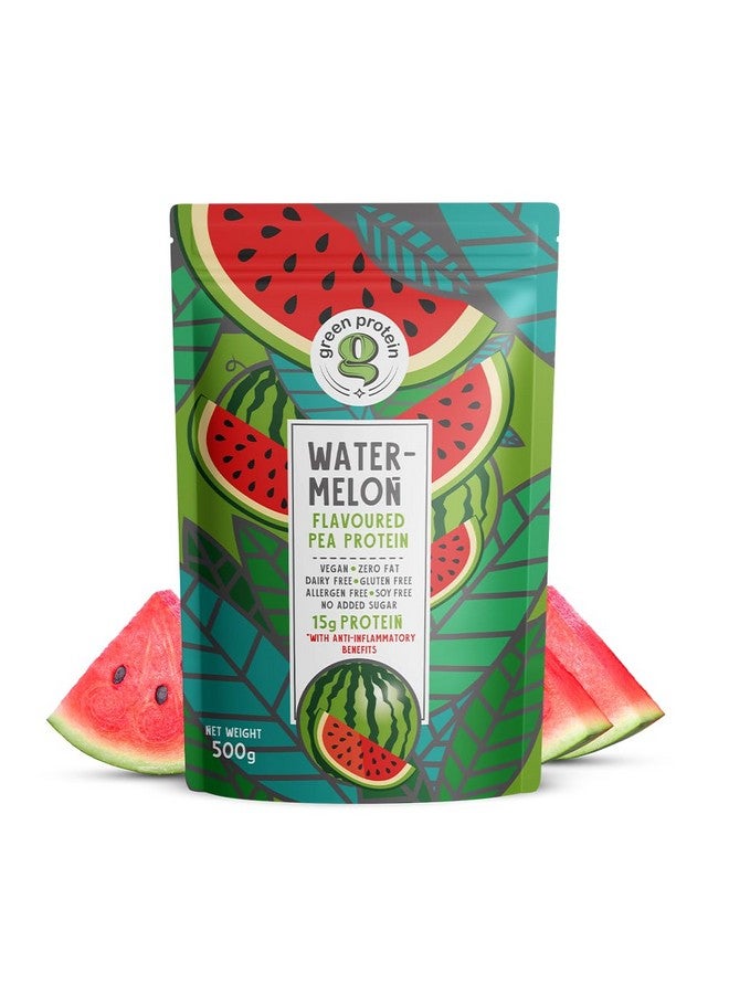 GREEN PROTEIN بروتين أخضر - مسحوق بروتين البازلاء المعزول، بروتين نباتي نباتي، بدون سكر مضاف، 100% نباتي، خالي من الصويا، خالي من الألبان، خالي من الغلوتين، خالي من مسببات الحساسية، بنكهة البطيخ، 15 جرام بروتين لكل حصة، كيس (500 جرام) - Image 1