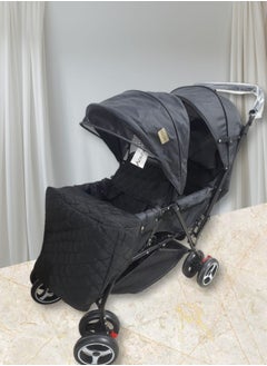 Generic Twin stroller Volcano suitable for newborns to 3 years - Black  - Image 4