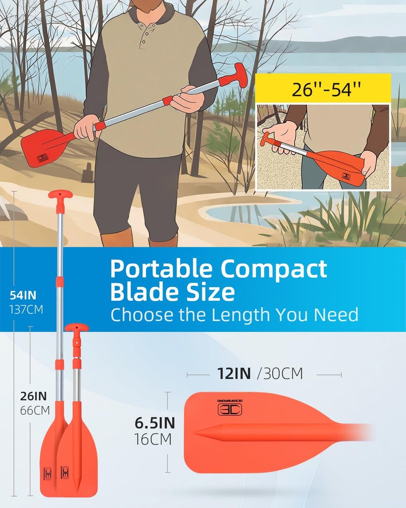 OCEANBROAD Telescoping Emergency Paddle 21''-42''ï¼ˆAssembling Requiredï¼‰ Collapsible Paddles Aluminium Shaft for Kayaking Boating Canoeing River Tubing, Orange, 1 Paddle - Image 5