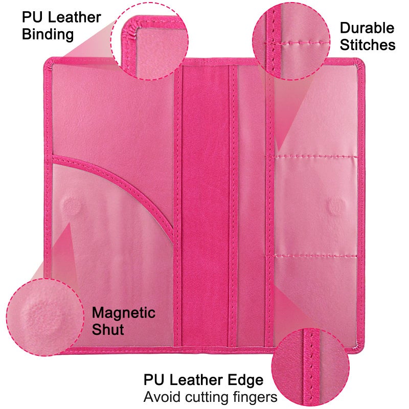 LumiMokki Premium Car Registration & Insurance Card Holder with Magnetic Shut, Vehicle Glove Box Car Organizer - For Documents, Cards, License (Rose red) - Image 3