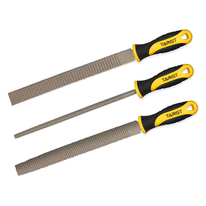 TARIST TARIST 3-Piece 8" Wood Rasp File Set, Includes Flat/Half-Round/Round. For Woodworking & Sharping Wood  - Image 1
