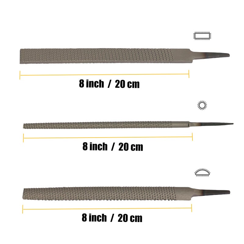 TARIST TARIST 3-Piece 8" Wood Rasp File Set, Includes Flat/Half-Round/Round. For Woodworking & Sharping Wood  - Image 2