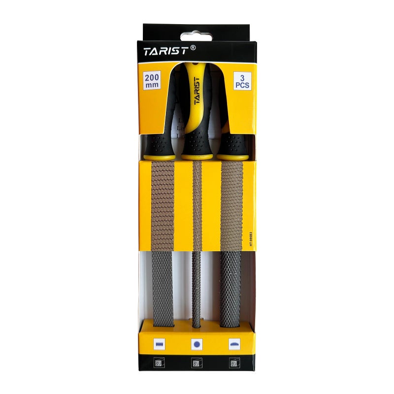 TARIST TARIST 3-Piece 8" Wood Rasp File Set, Includes Flat/Half-Round/Round. For Woodworking & Sharping Wood  - Image 3