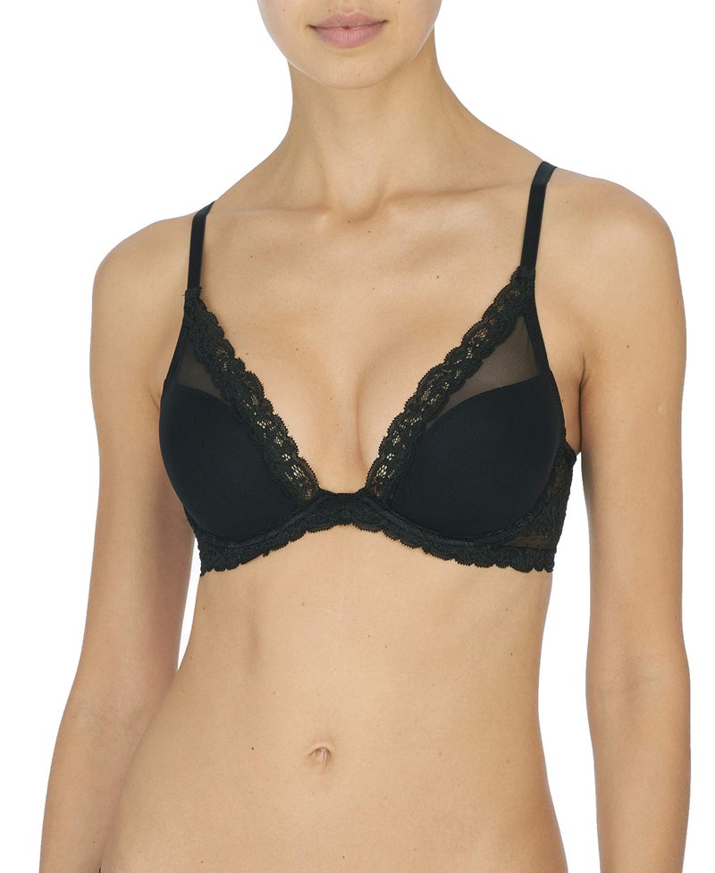 Natori Women's Feathers Luxe Plunge T-Shirt Underwire Bra 721255, Black, 34C - Image 1