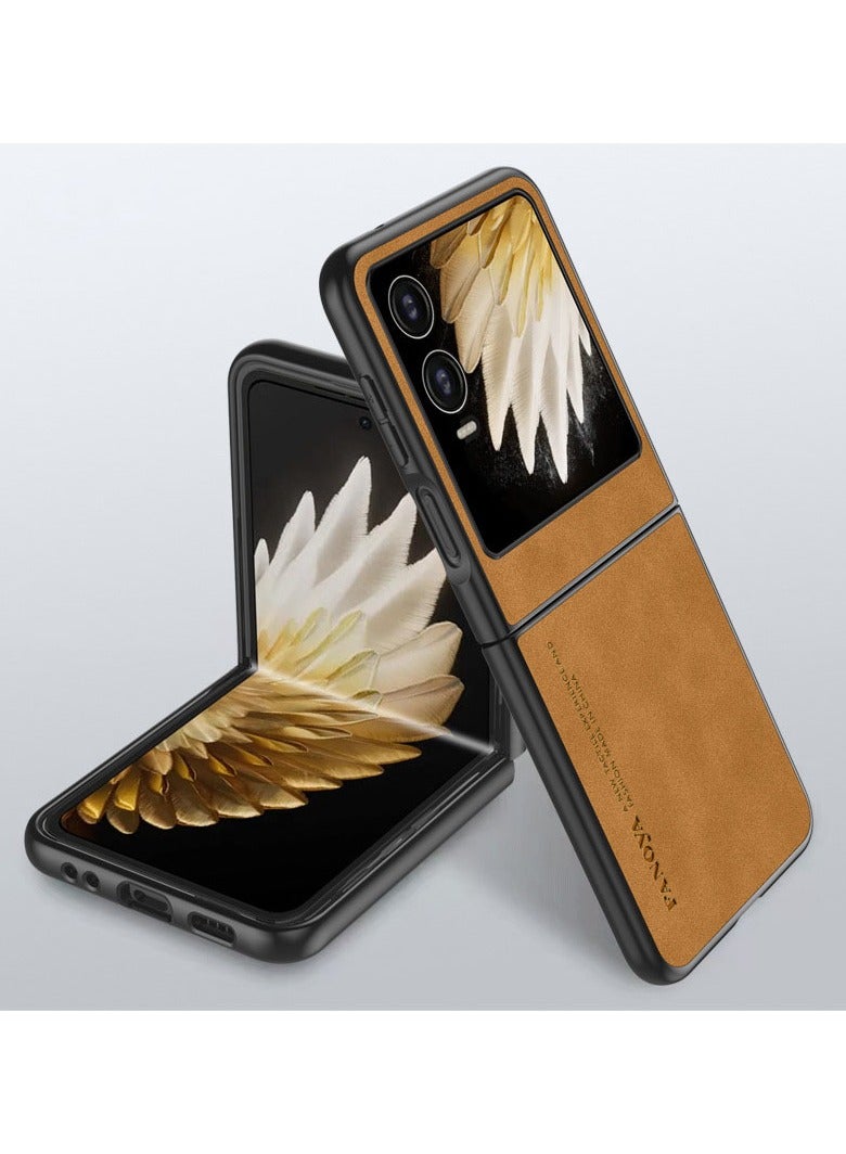 general Compatible with Tecno Phantom V Flip 2 5G Case Premium PU Leather Texture Phone Case for Phantom V Flip2 Silicone Protective Shell Cover