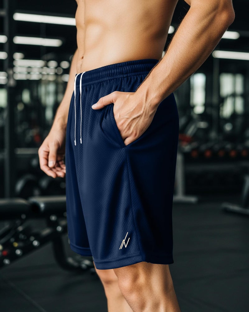 NY Threads Mens Athletic Shorts 2 Pack Quick Dry Lightweight Running Workout Gym Shorts with Pockets, Small, Medium Grey/Navy - Image 3