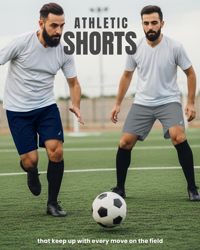 NY Threads Mens Athletic Shorts 2 Pack Quick Dry Lightweight Running Workout Gym Shorts with Pockets, Small, Medium Grey/Navy - Image 5
