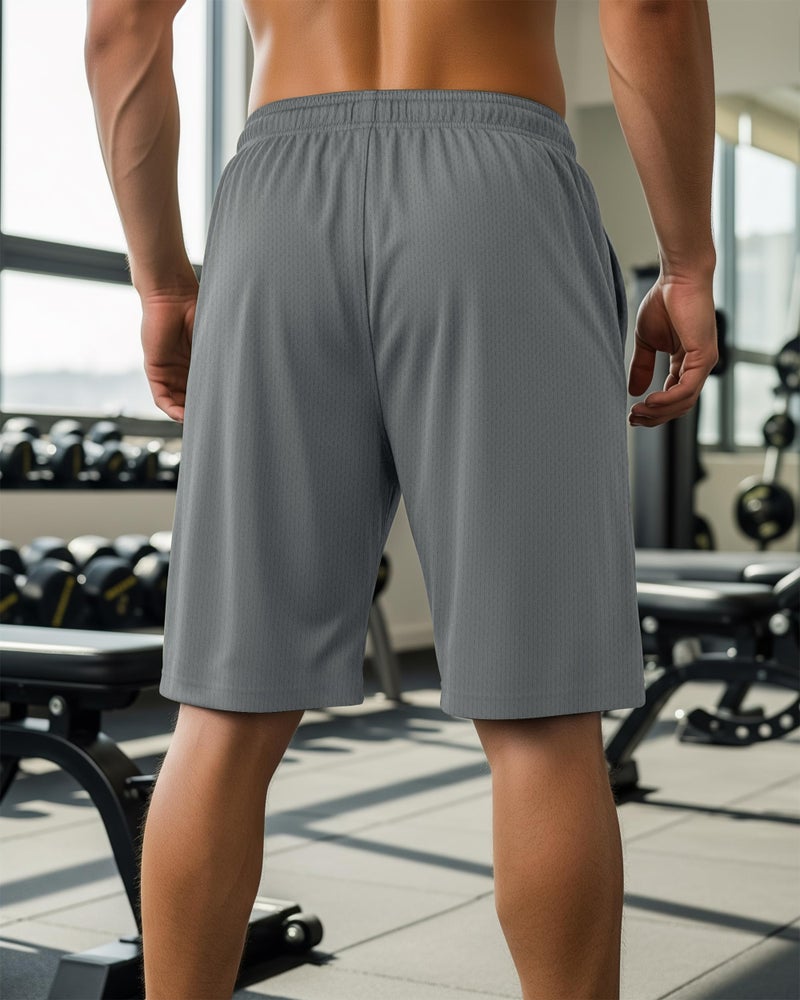 NY Threads Mens Athletic Shorts 2 Pack Quick Dry Lightweight Running Workout Gym Shorts with Pockets, Small, Medium Grey/Navy - Image 2