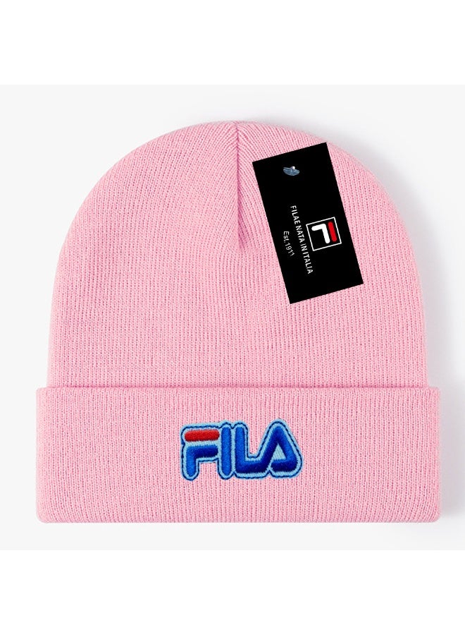 FILA Light Pink Knitted Beanie with Embroidered Logo