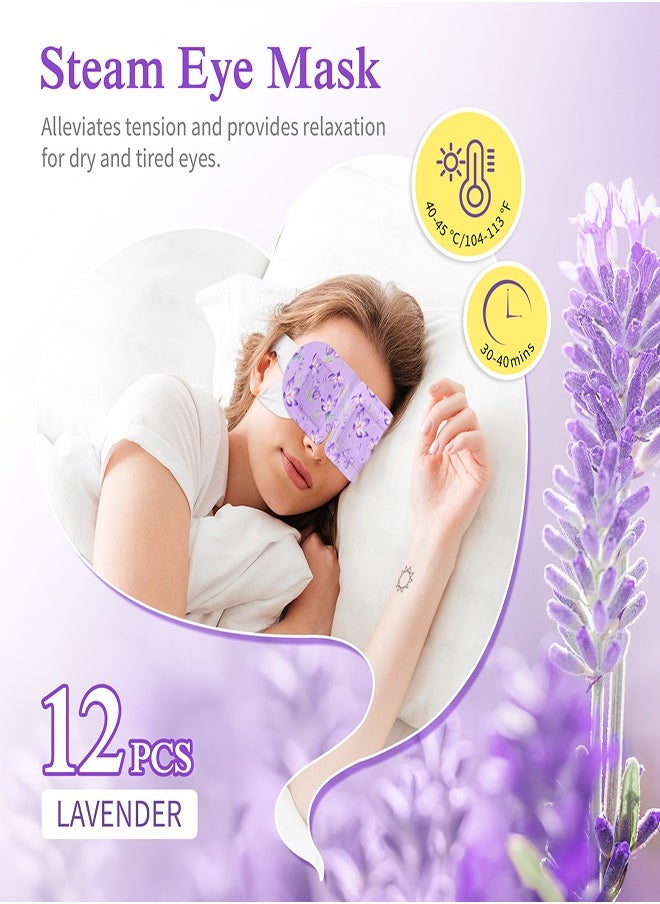 Sefudun - Steam Warm Eye Mask for Dark Circles and Pressure Relief 12Pcs Lavender - Image 1