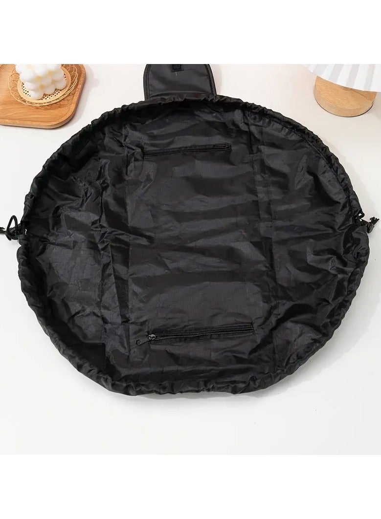 ORiTi Lazy Drawstring Makeup Bag,Large Capacity Travel Cosmetic Bag, Portable Storage Makeup  Organizer,Travel Daily Use Cosmetic Pouch, Toiletry Bag For Women, Black - Image 4