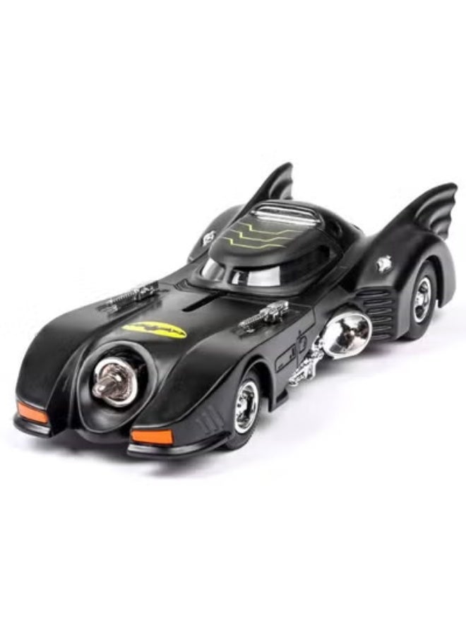 Model car 1989 batmobile model toy 1 38 diecast alloy car models for vintage bat chariot classic car with light and pull back model car alloy collectible toy black