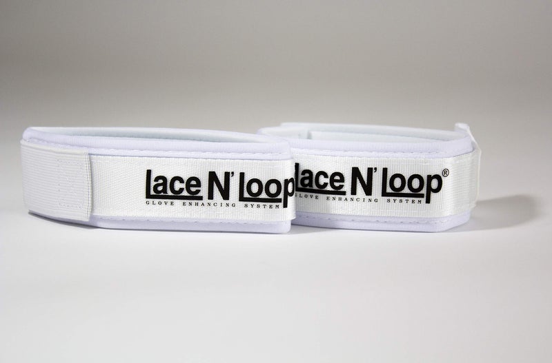 Lace N Loop Straps (Pair) - Lace-Up Boxing Glove Converter (White (Black Logo)) - Image 1