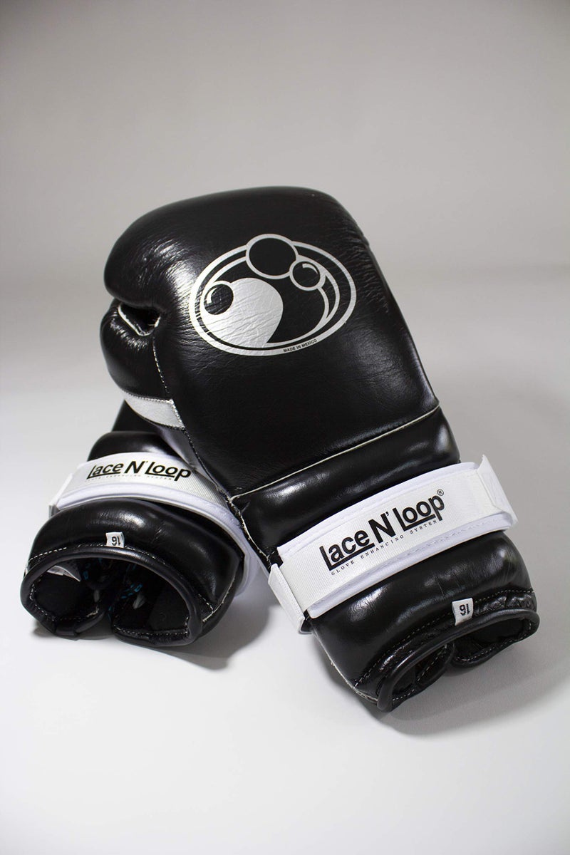 Lace N Loop Straps (Pair) - Lace-Up Boxing Glove Converter (White (Black Logo)) - Image 3