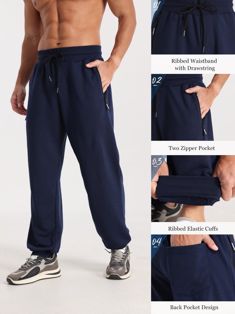 Aocku 4 Pack Mens Sweatpants Mens Athletic Joggers Pants with Zipper Pocket and Drawstring Workout Sweatpants Color A, M - Image 3