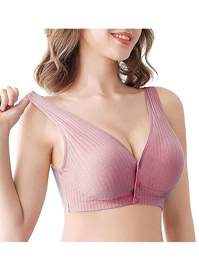 Rubik Nursing Bra for Women, Breast Feeding Maternity Front Button Closure Seamless Removeable Padded Smooth Wireless Pregnancy Sleeping Bra (3XL) Coral  - Image 1