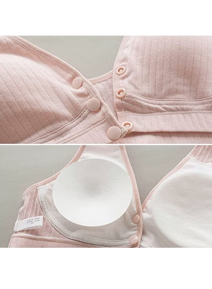 Rubik Nursing Bra for Women, Breast Feeding Maternity Front Button Closure Seamless Removeable Padded Smooth Wireless Pregnancy Sleeping Bra (3XL) Coral  - Image 4