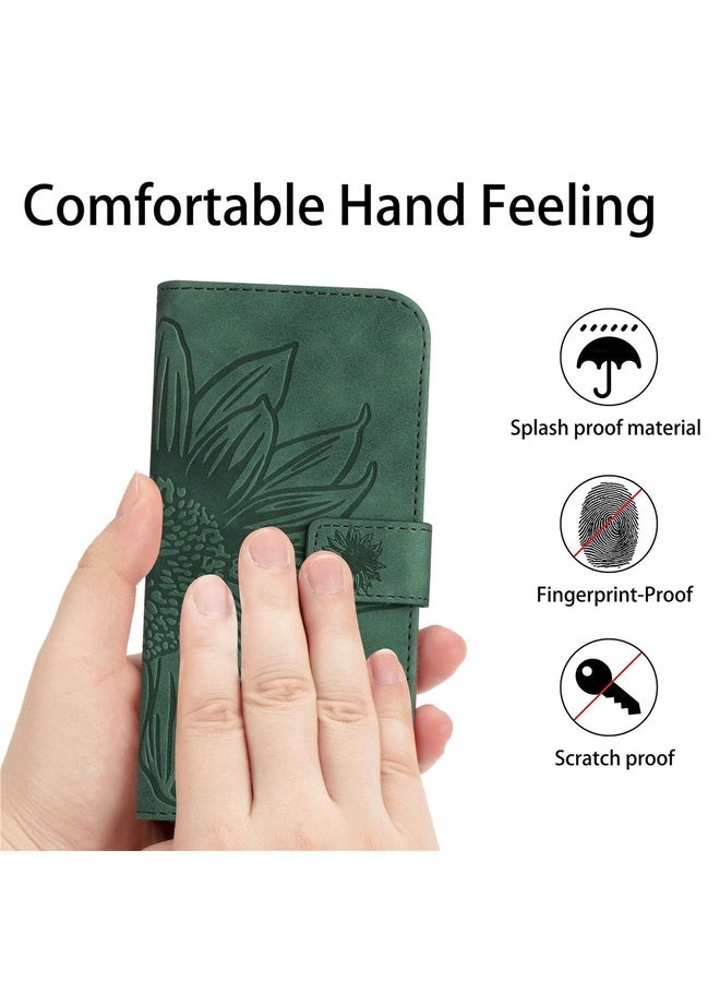 Case Cover For Xiaomi Redmi Note 7 / Note 7S / Note 7 Pro Skin Feel Sun Flower Pattern Flip Leather Phone Case with Lanyard(Green)