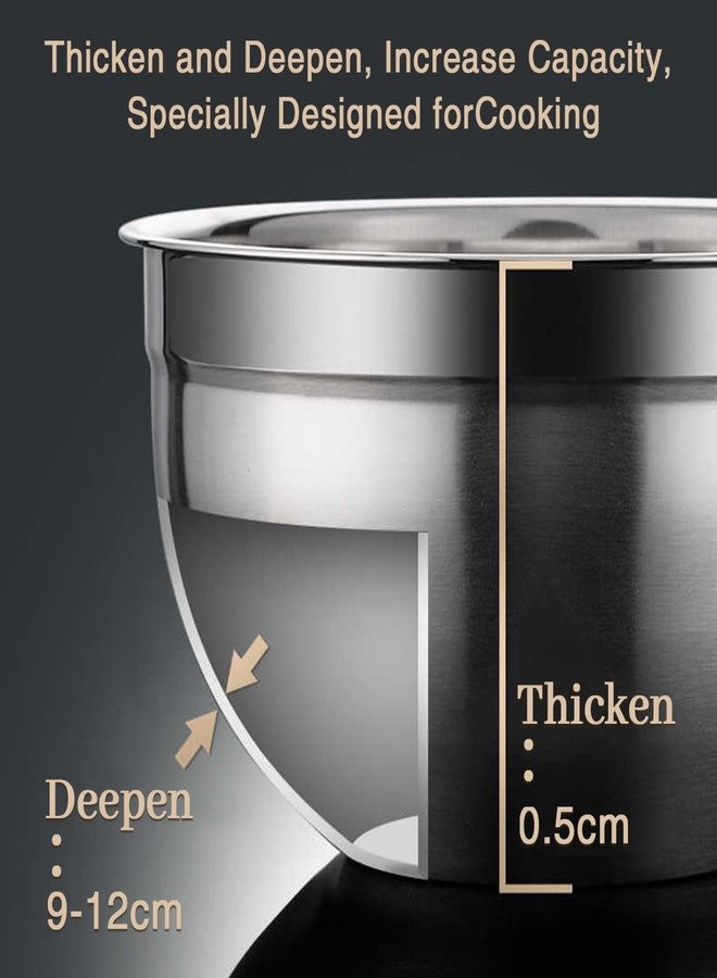 YUNYDSM Mixing Bowls, 5Pcs Stainless Steel Mixing Bowl Set, Utensils for the Kitchen, Multifunctional, Stackable, Dishwasher Safe, 3.75L / 3.25L / 2.5L / 2L / 1.3L (Without) - Image 4