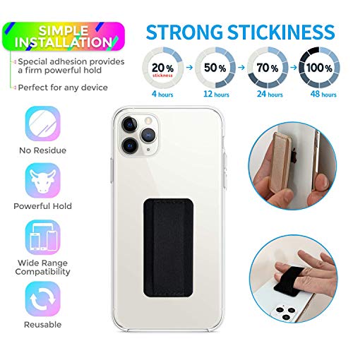 WUOJI [3 Pack] Ultra Slim Phone Grip Strap for iPhone 15 14 13 Pro Max & Samsung, Soft Nylon Finger Holder, Wireless Charging Friendly, Anti-Drop - Black - Image 2