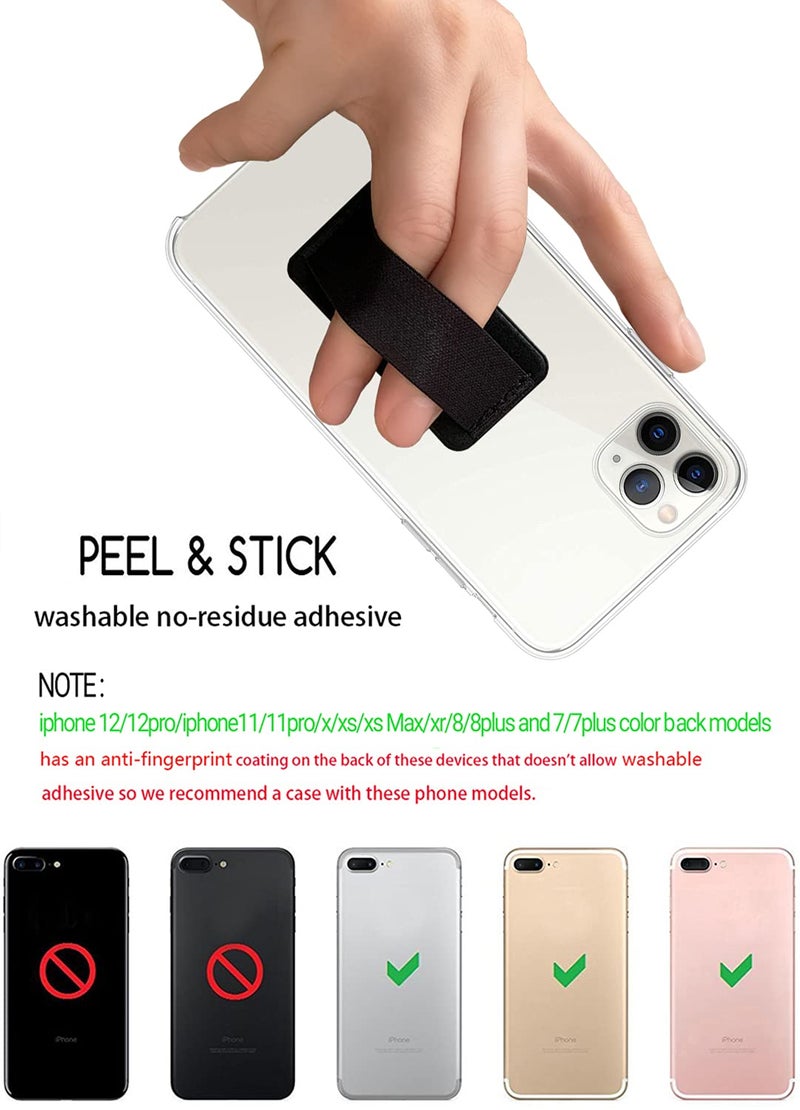 WUOJI [3 Pack] Ultra Slim Phone Grip Strap for iPhone 15 14 13 Pro Max & Samsung, Soft Nylon Finger Holder, Wireless Charging Friendly, Anti-Drop - Black - Image 4