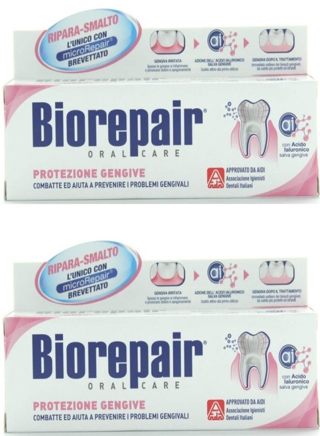 Biorepair: "Protezione Gengive" (Gum Protection) Toothpaste with microRepair * 2.5 Fluid Ounce (75ml) Tube (Pack of 2) * [ Italian Import ] - Image 1