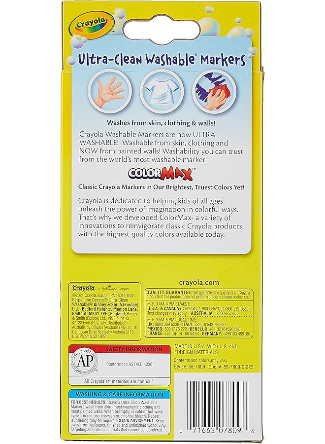 Crayola Ultra Clean Washable Markers Color Max Fine Line Classic 8 Pieces Multicolor 58 7809 - Image 2