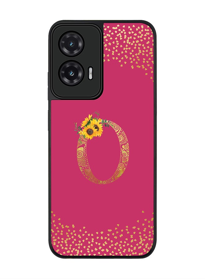 Stylizedd For Motorola Moto G35 Case,Slim fit Camera Protection, Shockproof Thin Phone cover  - Custom Floral Monogram - O ( Deep Pink )