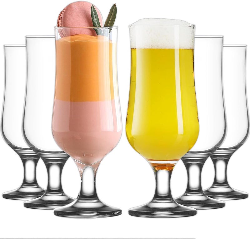 VISMII Hurricane Glass pina Colada Cocktail Mocktail Glasses Clear Tulip Drinking Cups for Juices Cocktails FullBodied Beer Tropical Drinks Water BeveragesPack of 6 - Image 1