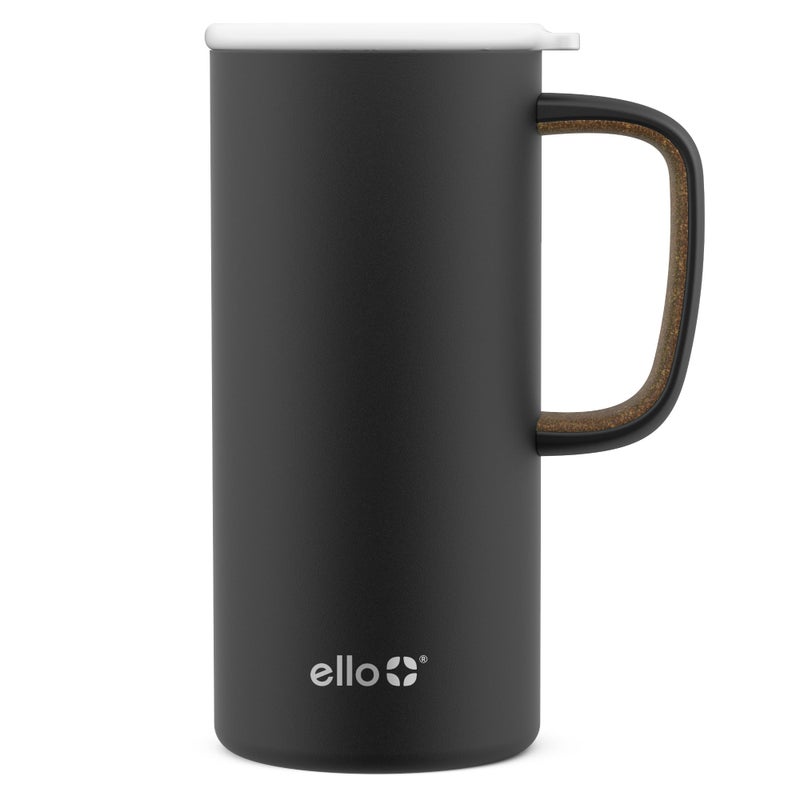 Ello Campy 18oz Stainless Steel Travel Mug with Handle and Leak Proof Lid | Vacuum Insulated Coffee Cup for Hot or Cold Drinks | Reusable, BPA Free | Gift for Coffee Lovers, Matte Black - Image 1