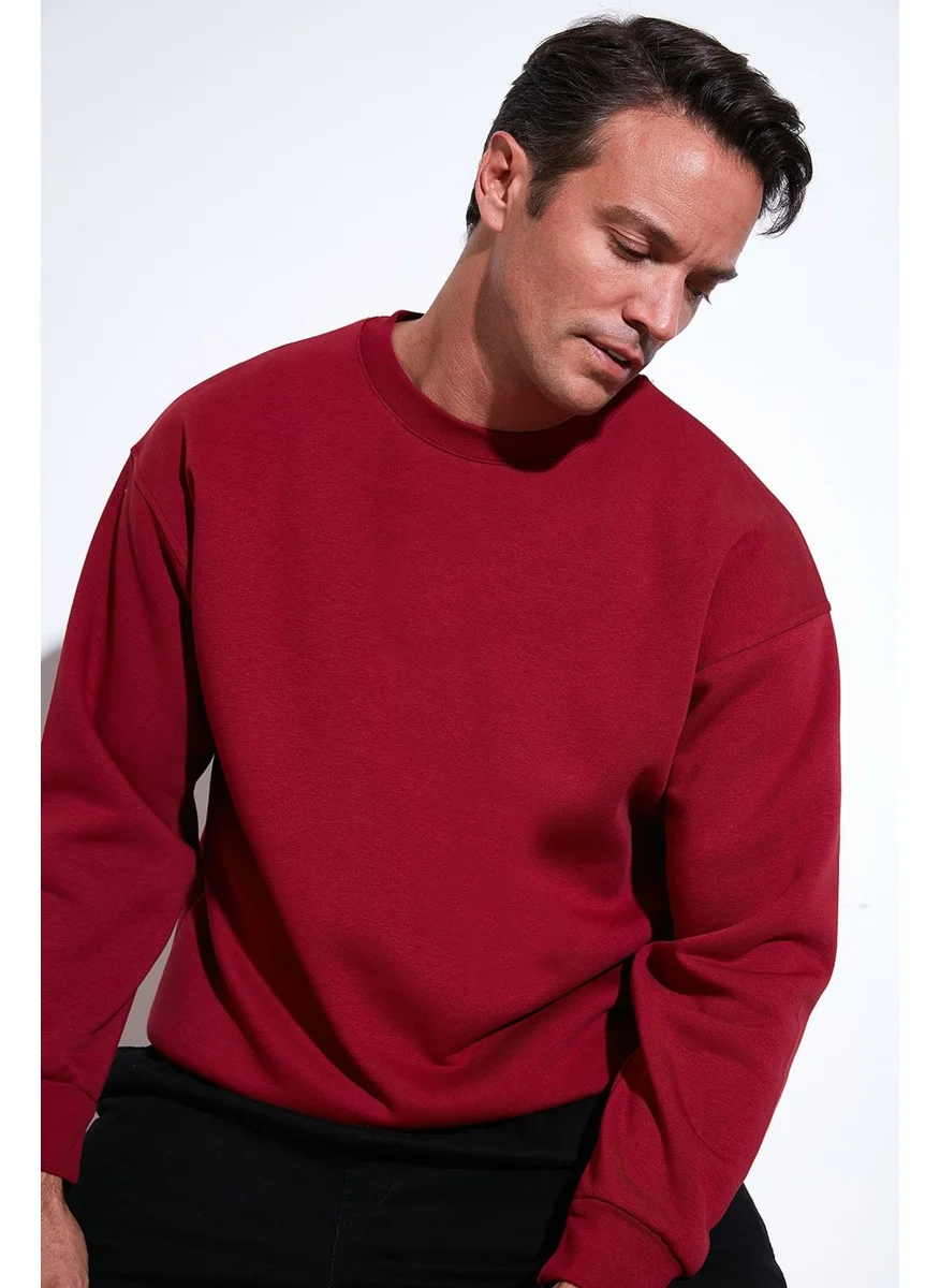 بوراتي Regular Fit Crew Neck Cotton Fuzzy Soft Lined Sweat Men's Sweat 5905255