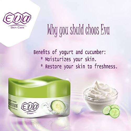 Eva Cosmetics مجموعة من 4 × كريم العناية بالبشرة إيفا مرطب للوجه واليدين والقدمين والمرفقين والجسم مع الجلسرين والعسل والزبادي وحليب الخيار للحفاظ على بشرتك صحية وناعمة 50 جرام - Image 5