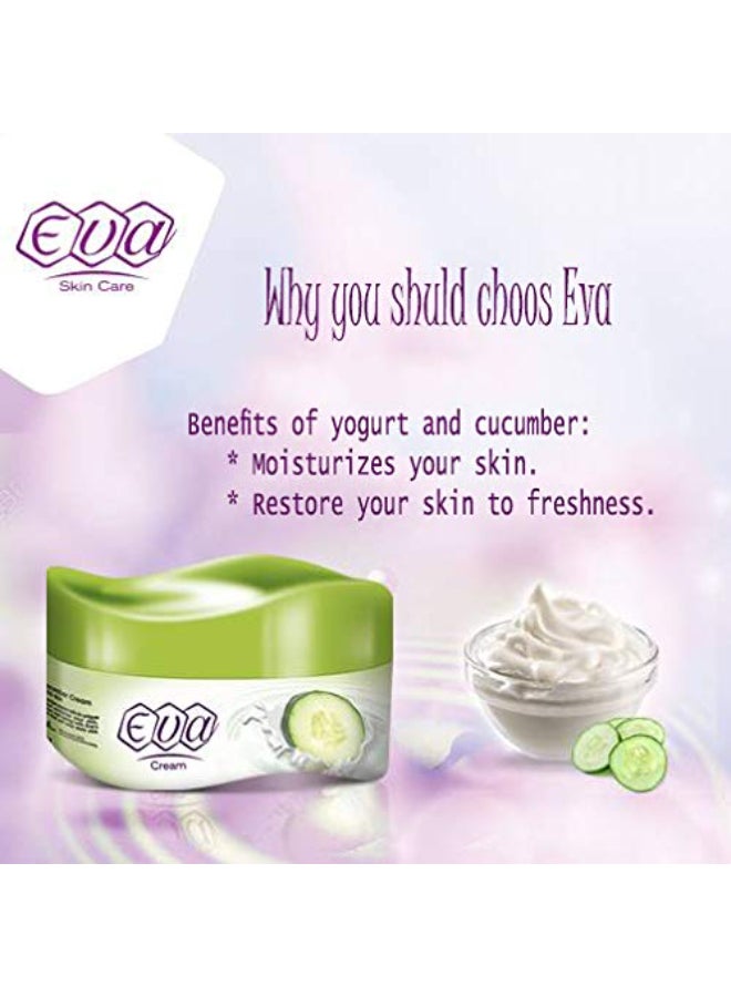 Eva Cosmetics مجموعة من 4 × كريم العناية بالبشرة إيفا مرطب للوجه واليدين والقدمين والمرفقين والجسم مع الجلسرين والعسل والزبادي وحليب الخيار للحفاظ على بشرتك صحية وناعمة 50 جرام - Image 4