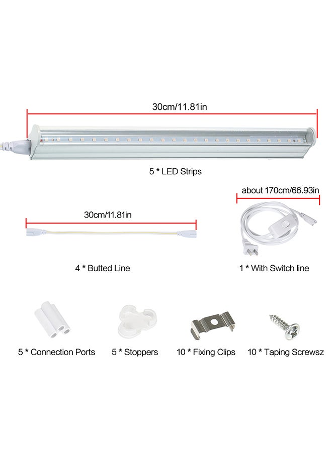 Loquat 5 Piece LED Grow Light Strips For Plants Set White 35x10x25centimeter - Image 3