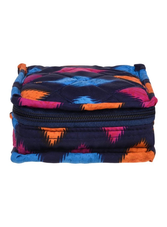 Kuber Industries Jewellery Organizer|Cotton Navajo Print Cosmetic kit| 5 Zipper Makeup Bag for Watches|Bracelets|Earring|Small (Blue) - Image 2