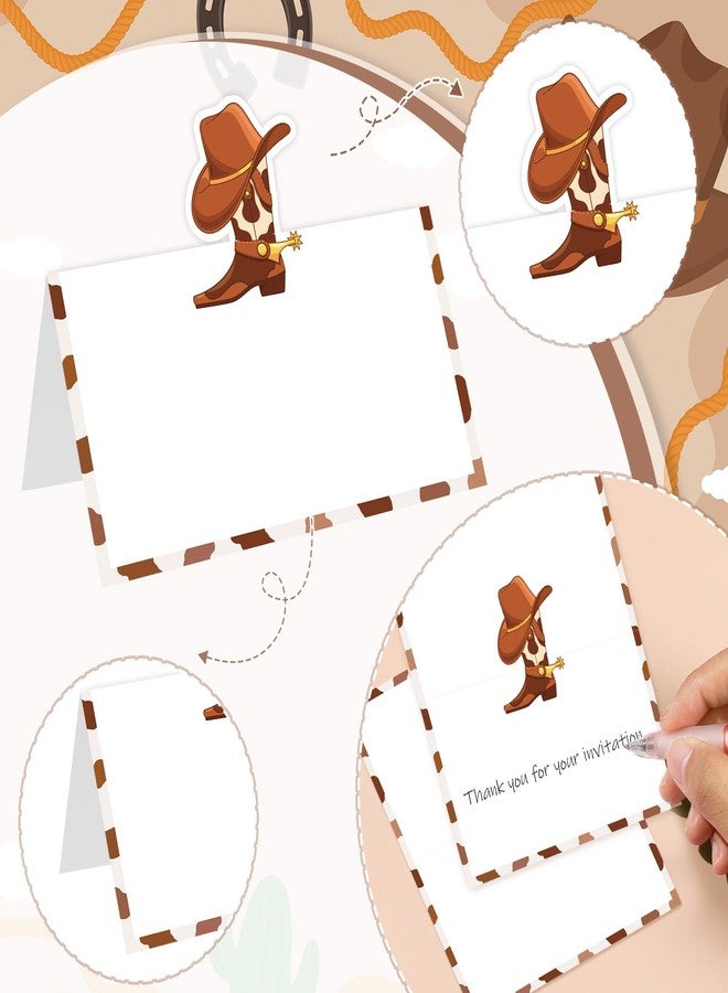 Wayyogh Brown Cowboy Place Card for Table Setting Western Themed Name Card Placecards Cowboy Hat Boots Table Tent Name Card for Boys Men Birthday Party Decoration, Wedding, Dinner Party Favor Supplies Decor - Image 4