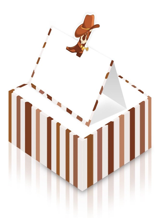 Wayyogh Brown Cowboy Place Card for Table Setting Western Themed Name Card Placecards Cowboy Hat Boots Table Tent Name Card for Boys Men Birthday Party Decoration, Wedding, Dinner Party Favor Supplies Decor - Image 1