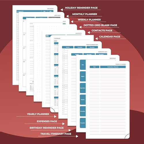IN-LUXPRO Planner 2026 Daily Weekly and Monthly,6.5"x3.75",12 Months Spiral Bound Calendar Agenda with Self-adhesive Pen Holder,2026 Appointment Book with Vegan Leather Soft Cover,Red - Image 5
