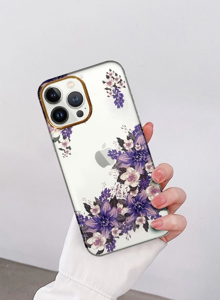 JOWAY iPhone 13 Pro Floral Clear Case Ultra Slim Shockproof Flower Print Transparent Cover Design 2 - Image 5