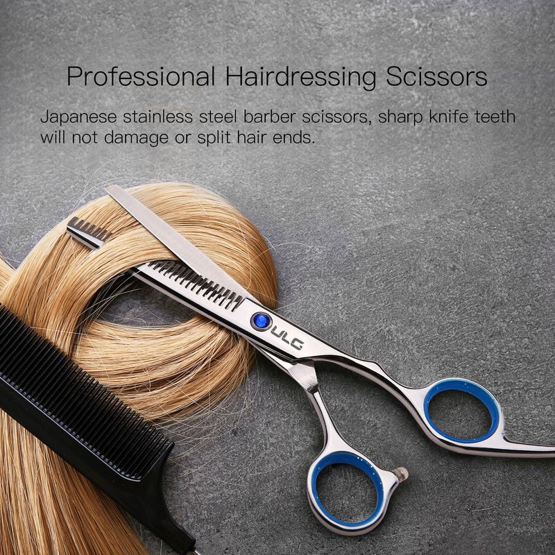 ULG Hair Thinning Scissors Cutting Teeth Shears Professional Barber Hairdressing Texturizing Salon Razor Edge Scissor Japanese Stainless Steel with Detachable Finger Ring 6.5 inch - Image 3