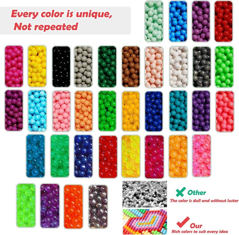 KACAGA 8500 Beads Non-Iron Magic Fuse Beads Kit 5mm 36 Colors No Heat Bead Creative Refill Set DIY Toys for Kids - Image 2
