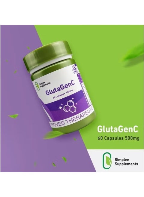 Simplee Supplements GlutaGenC 500mg Glutathione Capsules | 60 Capsules |  Skin Brightening, Antioxidant, Youthful Skin Support | Best Price Qatar |  Doha