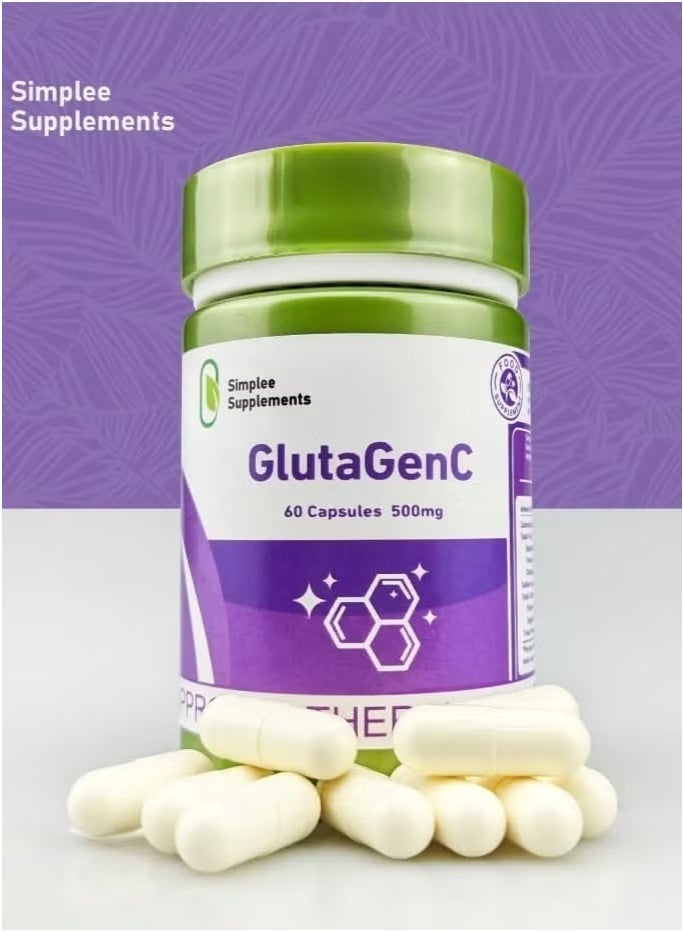 Simplee Supplements GlutaGenC 500mg Glutathione Capsules | 60 Capsules | Skin Brightening, Antioxidant, Youthful Skin Support - Image 3